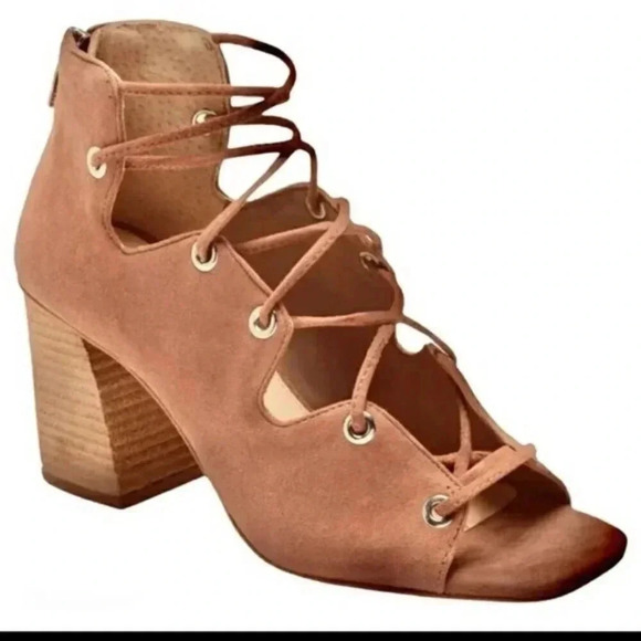 Vince Camuto Pink Suede Lace Up Booties - Picture 1 of 5
